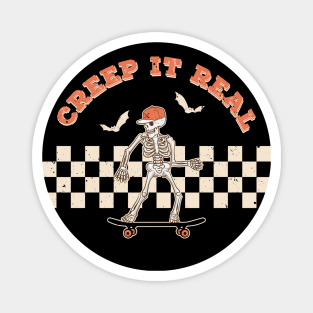 Creep It Real Funny Skateboarding Skeleton Halloween Magnet